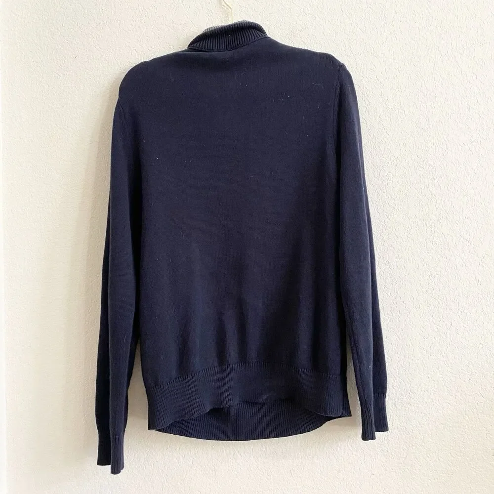 Banana Republic Sweater Men's Medium Navy Blue Button Collar‎ 100% Cotton
